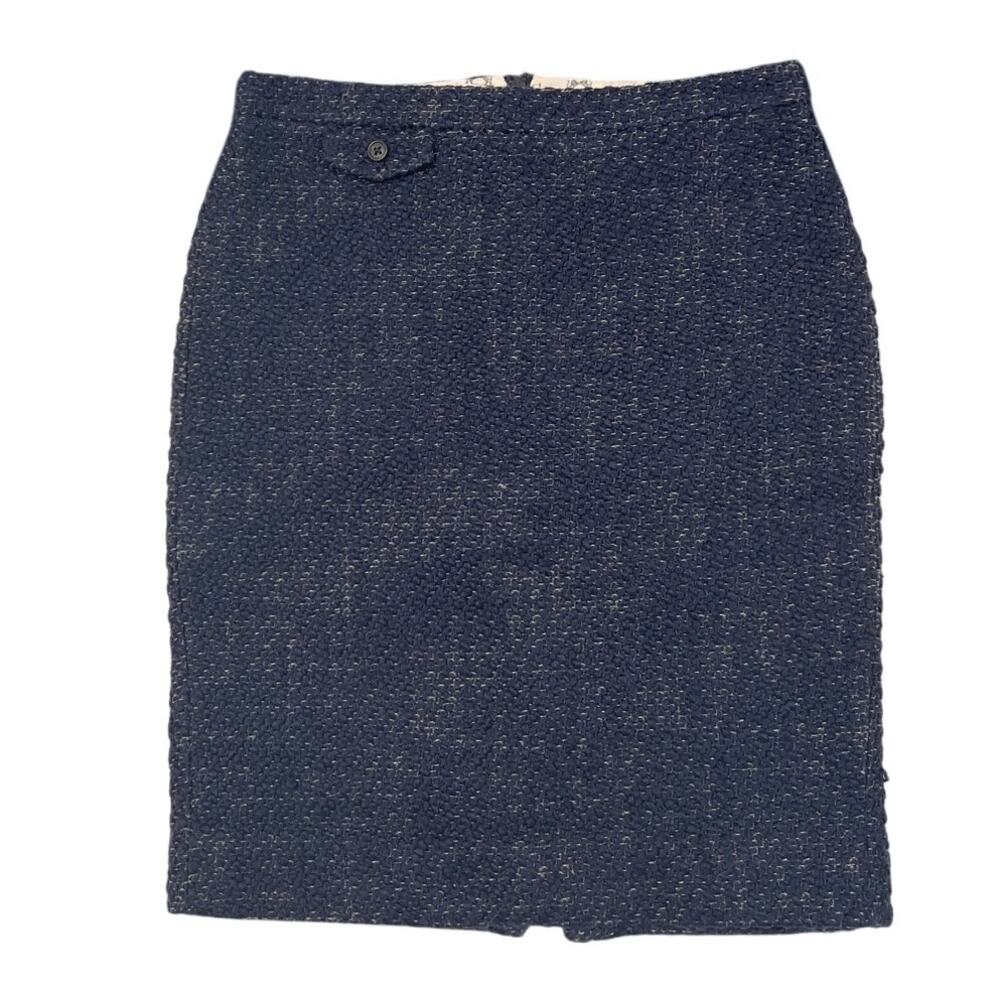 J.Crew Navy Wool Boucle No. 2 Pencil Skirt Women's Size 6 Lined Career Winter